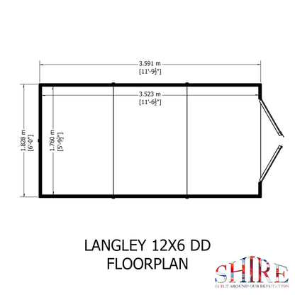 Shire Langley 12x6 Shiplap Double Door Shed
