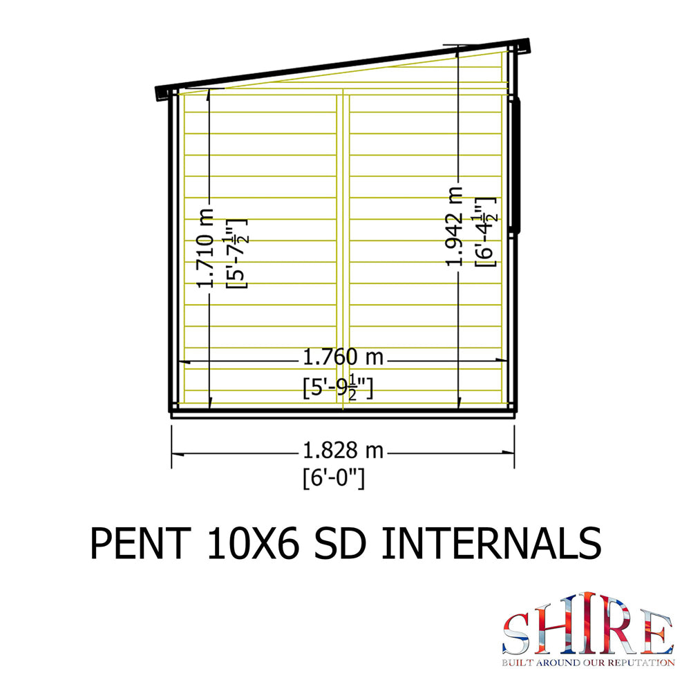 Shire 7x7 Double Door Pent Shed