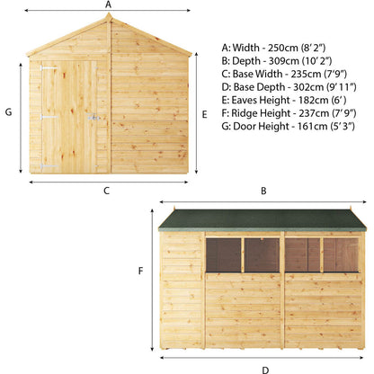 Mercia 10x8 Woodsman Shiplap Apex - Glass
