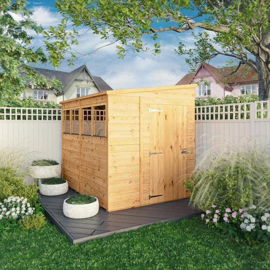 Mercia 8x6 Woodsman Shiplap Pent - Glass