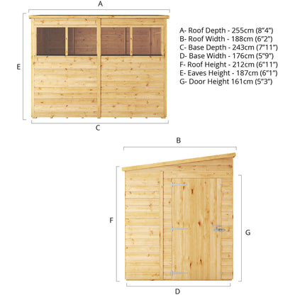 Mercia 8x6 Woodsman Shiplap Pent - Glass