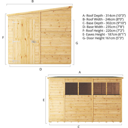 Mercia 10x8 Woodsman Shiplap Pent - Glass