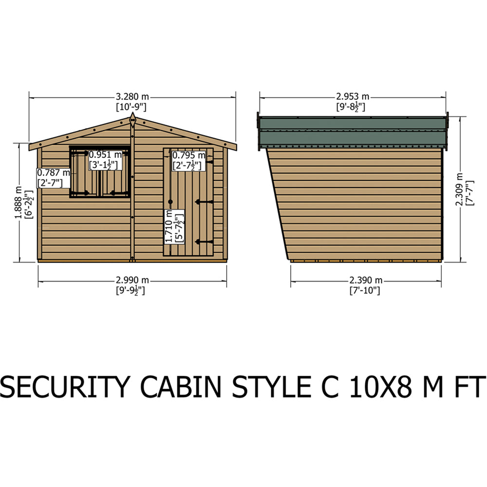 Shire Security Cabin 10x8 Shiplap Style C