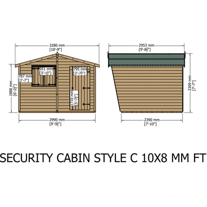 Shire Security Cabin 10x8 Shiplap Style C