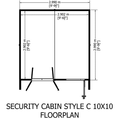 Shire Security Cabin 10x10 Shiplap Style C