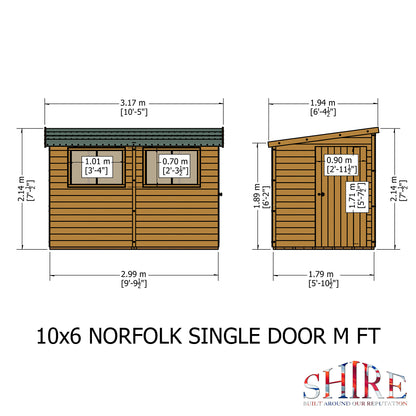 Shire Norfolk 10x6 Single Door Shiplap Style B