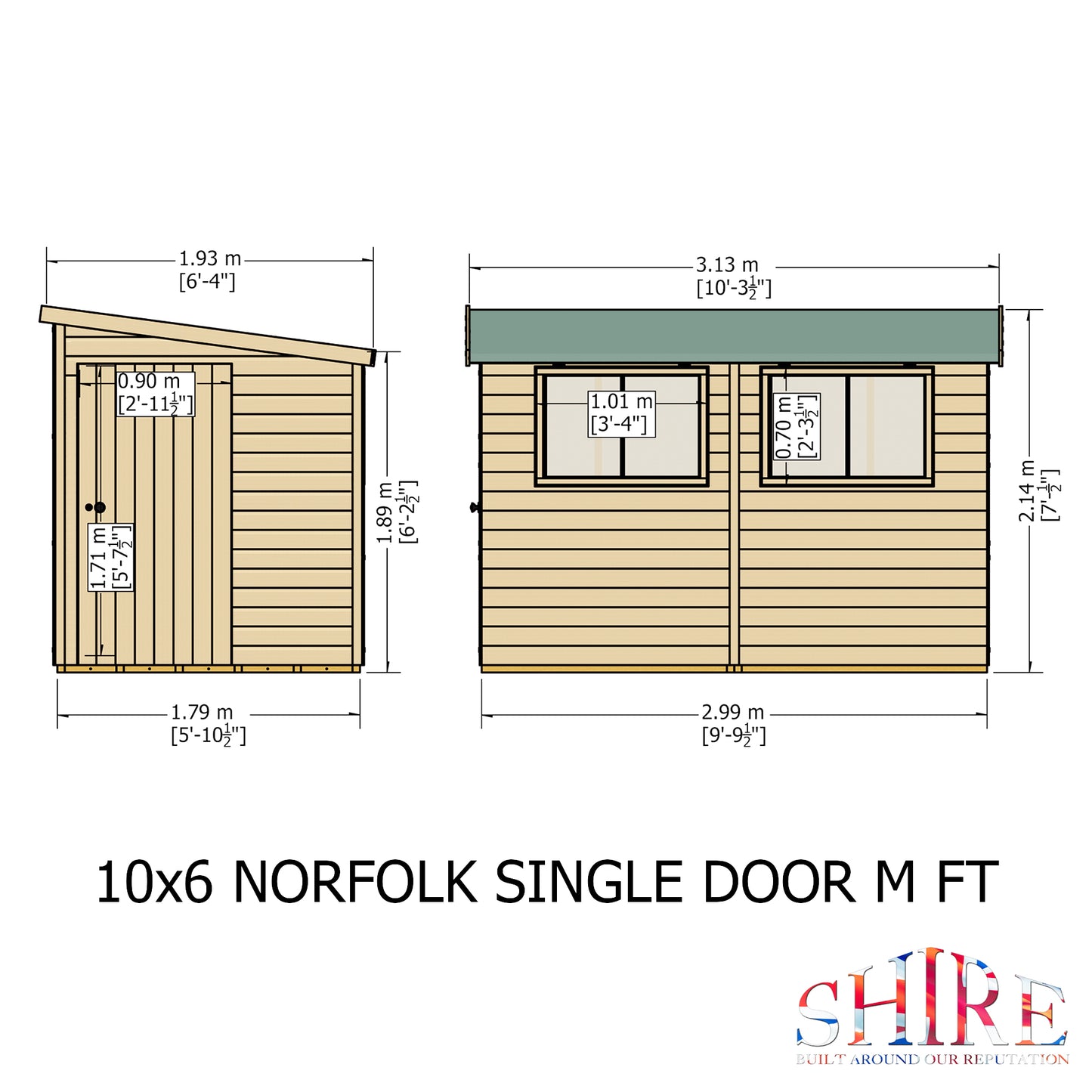 Shire Norfolk 10x6 Single Door Shiplap Style A