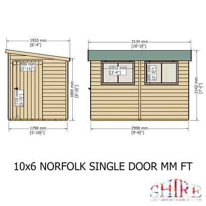Shire Norfolk 10x6 Single Door Shiplap Style A