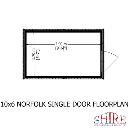 Shire Norfolk 10x6 Single Door Shiplap Style B