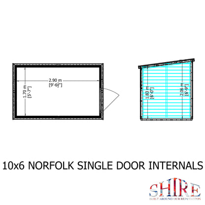 Shire Norfolk 10x6 Single Door Shiplap Style B