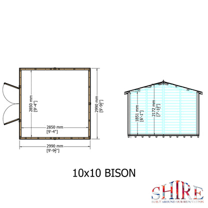 Shire Bison 10x10 Double Door  Loglap