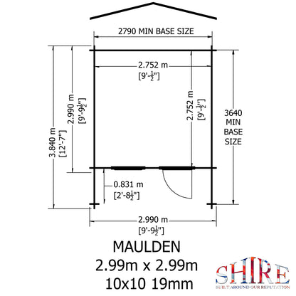 Shire Maulden with veranda 10x10 19mm Log Cabin