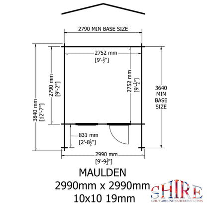 Shire Maulden with veranda 10x10 19mm Log Cabin