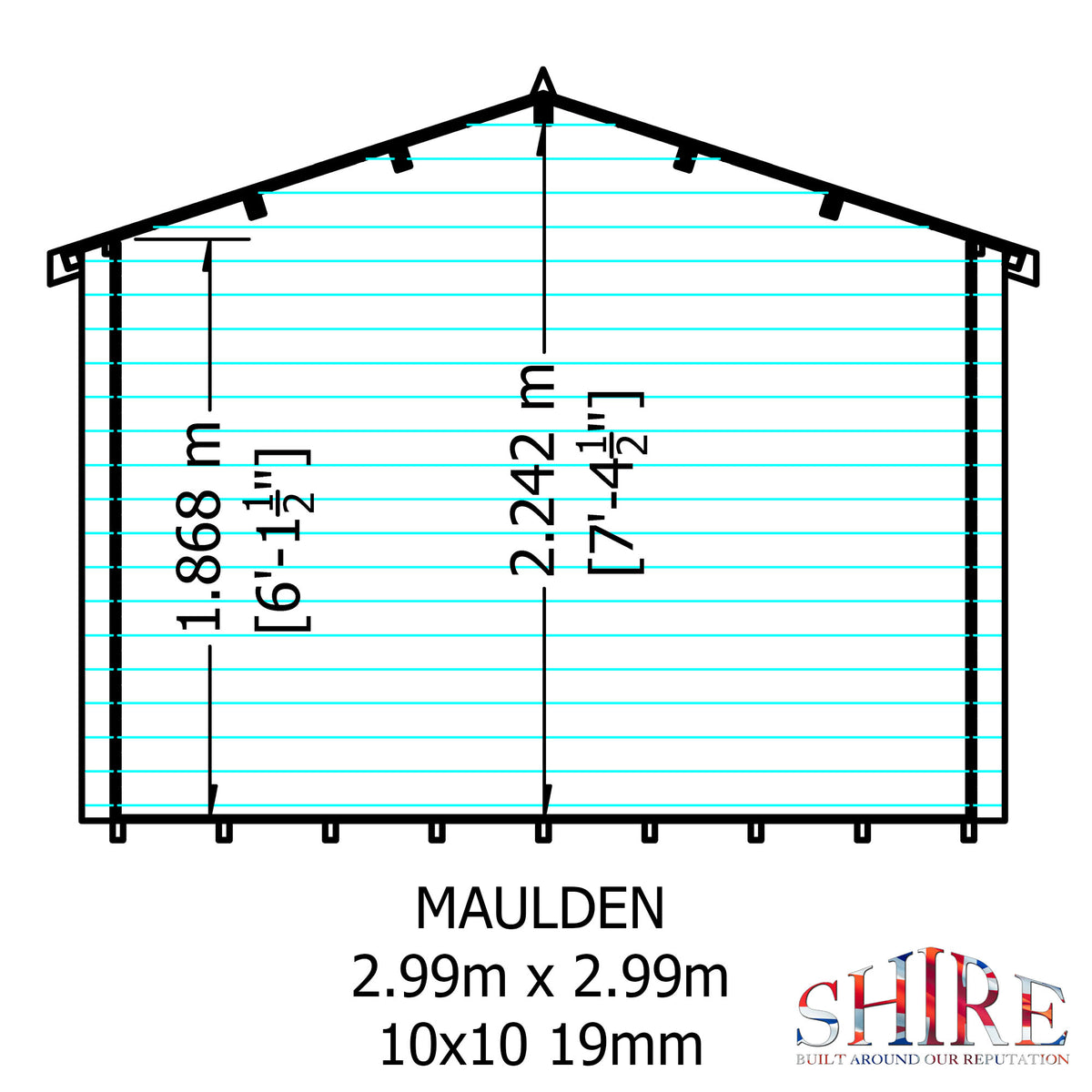 Shire Maulden with veranda 10x10 19mm Log Cabin