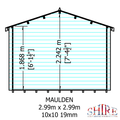 Shire Maulden with veranda 10x10 19mm Log Cabin