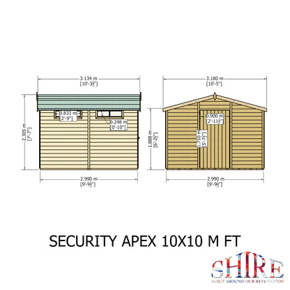 Shire Security Apex 10x10 Single Door Shiplap