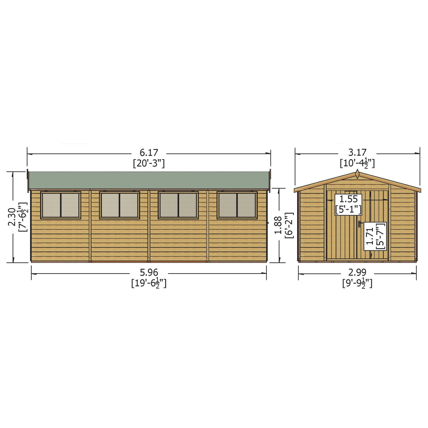 Shire Atlas 10x20 Double Door Shiplap