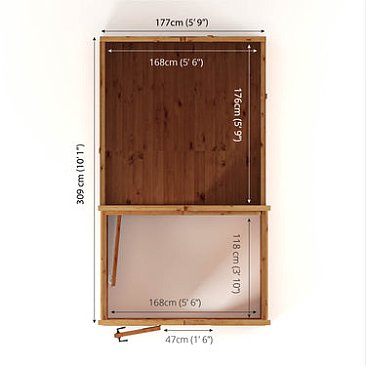 Mercia 10 x 6 Woodsman Combi Greenhouse Shed - Glass