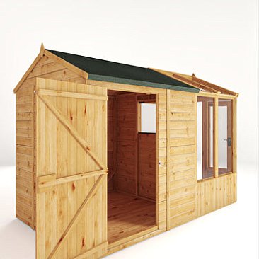 Mercia 10 x 6 Woodsman Combi Greenhouse Shed - Glass