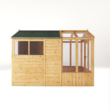 Mercia 10 x 6 Woodsman Combi Greenhouse Shed - Glass