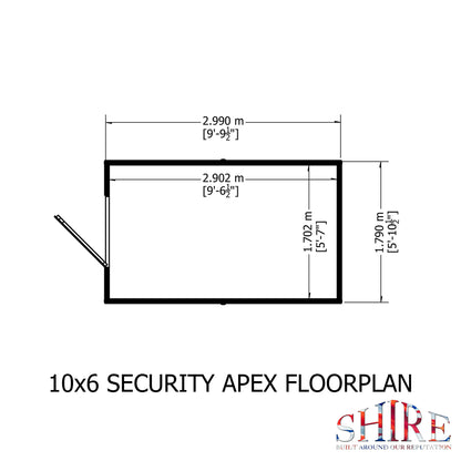 Shire Security Apex 10x6 Single Door Shiplap