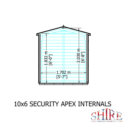 Shire Security Apex 10x6 Single Door Shiplap