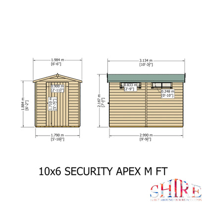 Shire Security Apex 10x6 Single Door Shiplap