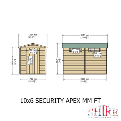 Shire Security Apex 10x6 Single Door Shiplap
