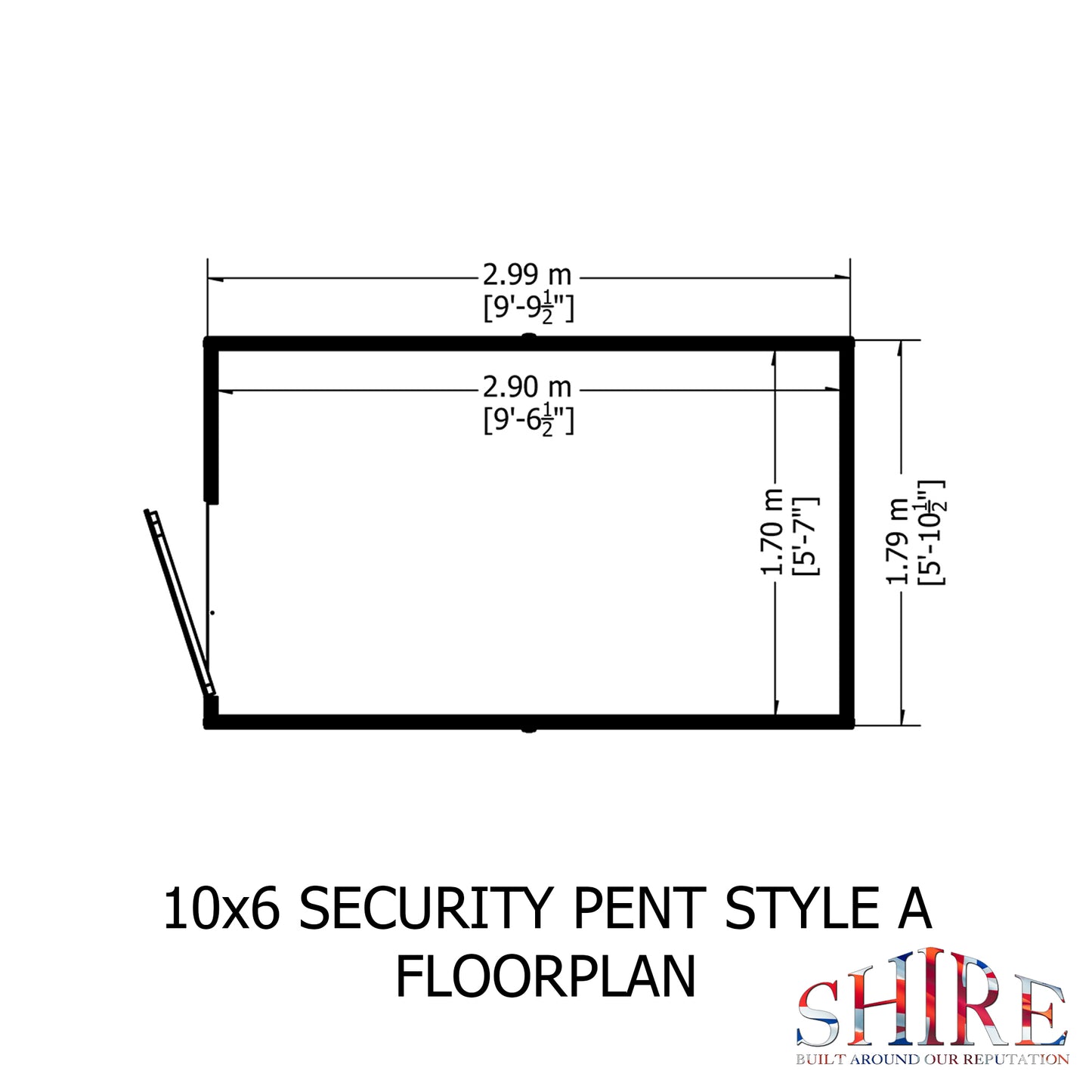 Shire Security Pent 10x6 Single Door Loglap