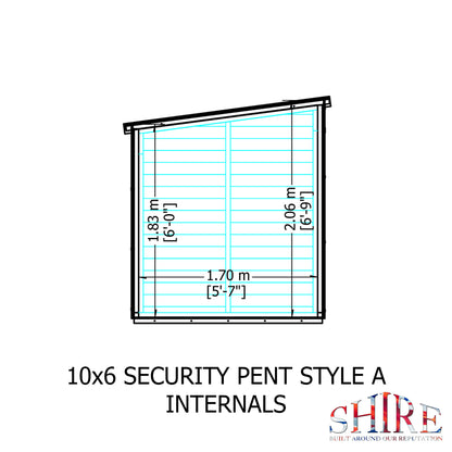 Shire Security Pent 10x6 Single Door Loglap