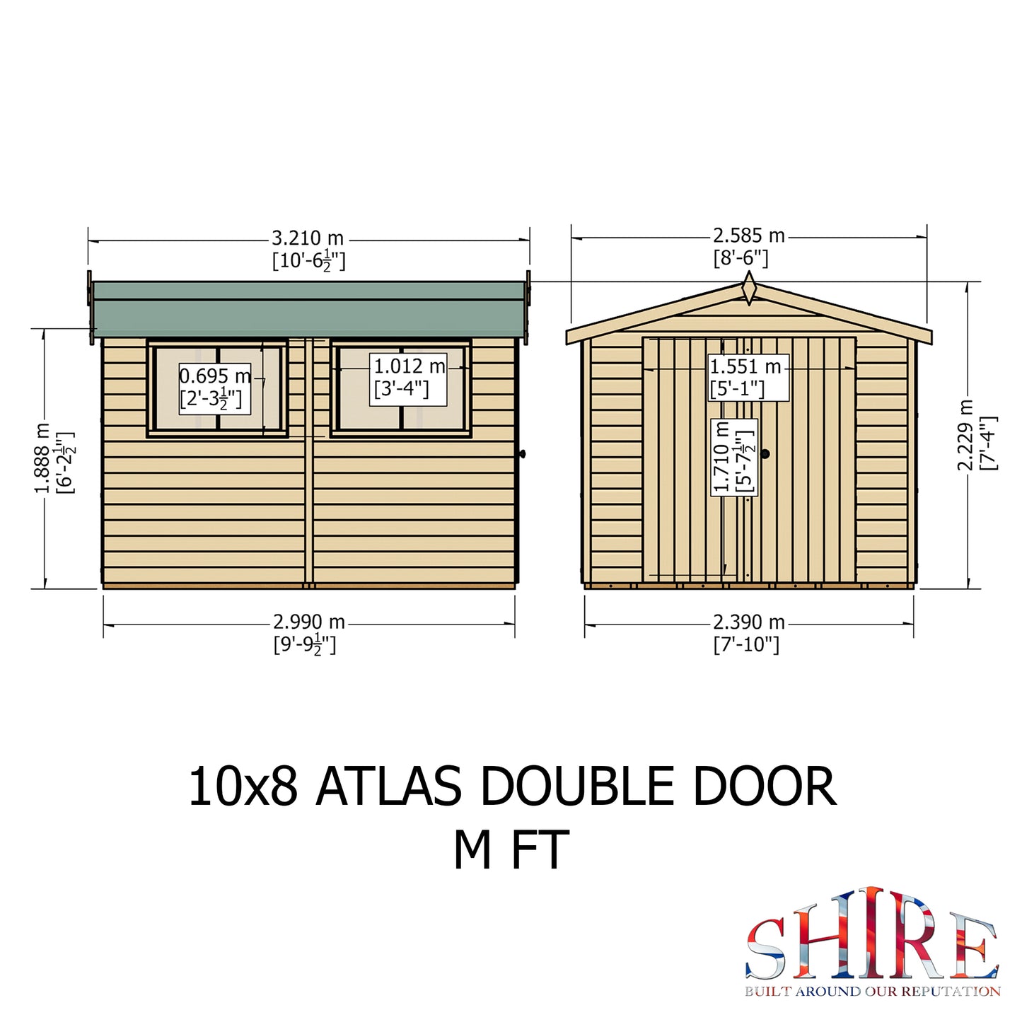 Shire Atlas 10x8 Double Door Loglap