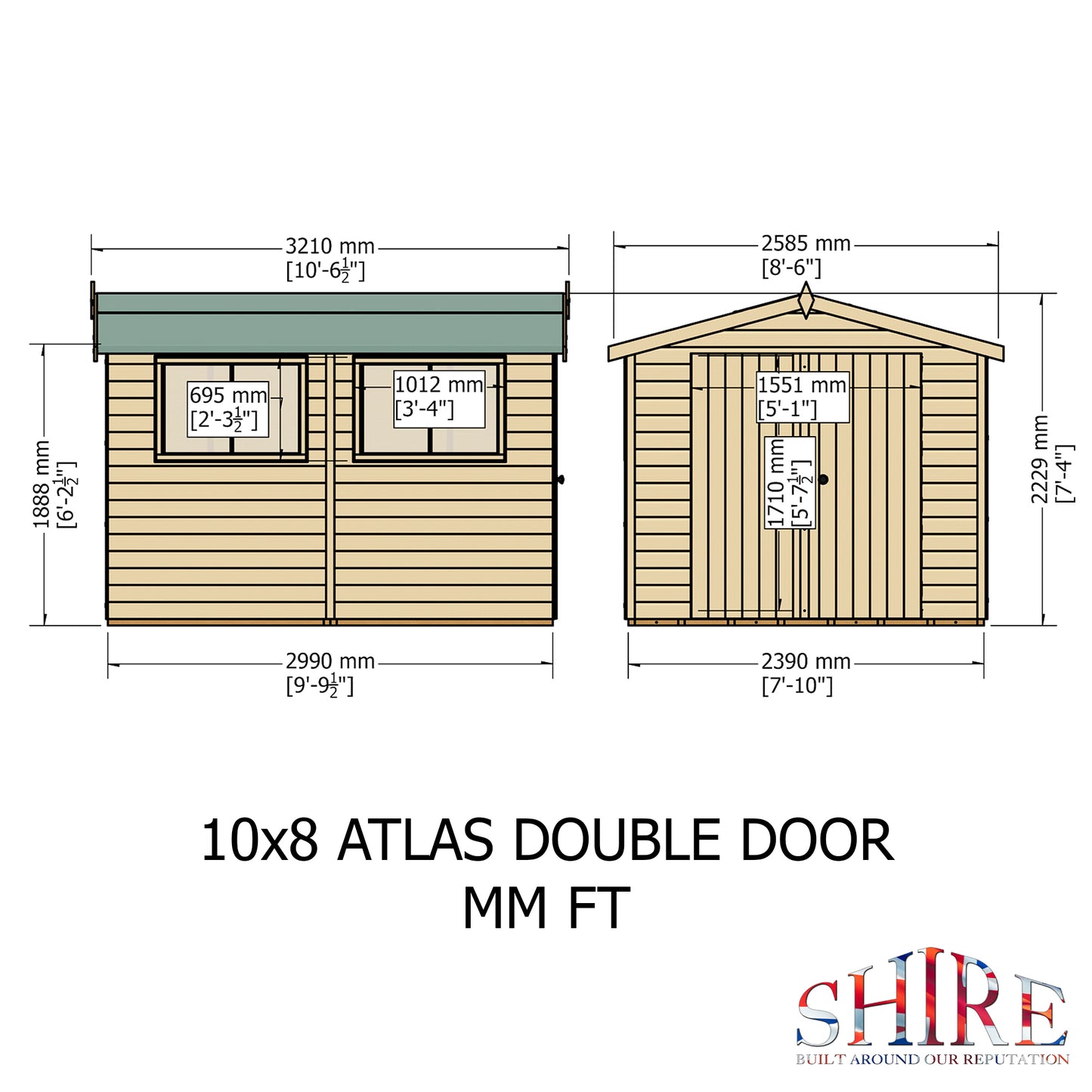 Shire Atlas 10x8 Double Door Loglap