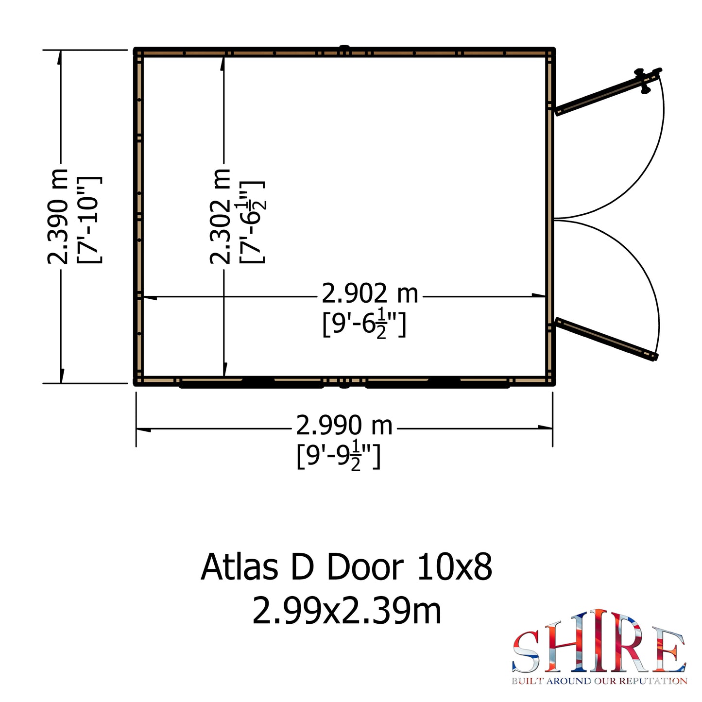 Shire Atlas 10x8 Double Door Shiplap