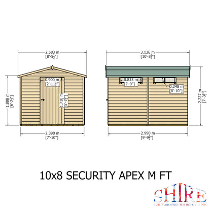 Shire Security Apex 10x8 Single Door Shiplap