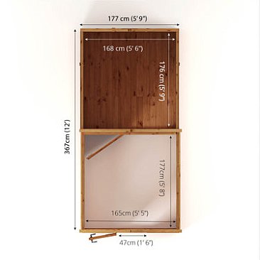 Mercia 12 x 6 Woodsman Combi Greenhouse Shed - Glass
