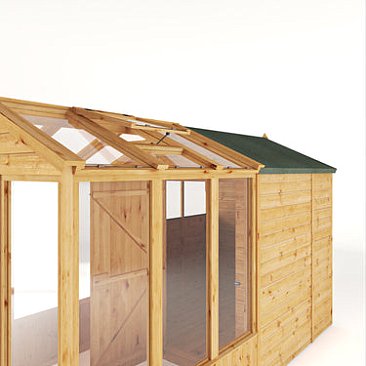 Mercia 12 x 6 Woodsman Combi Greenhouse Shed - Glass