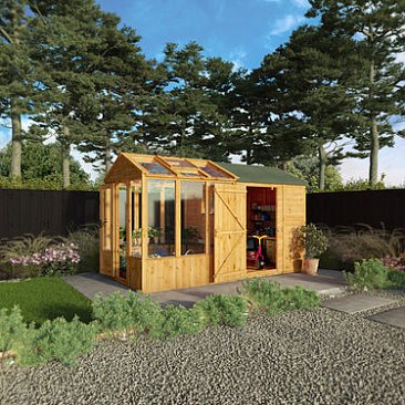 Mercia 12 x 6 Woodsman Combi Greenhouse Shed - Glass