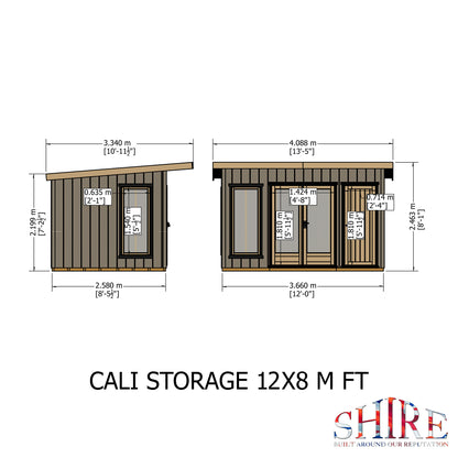 Shire Cali 12x8 Pent & Storage