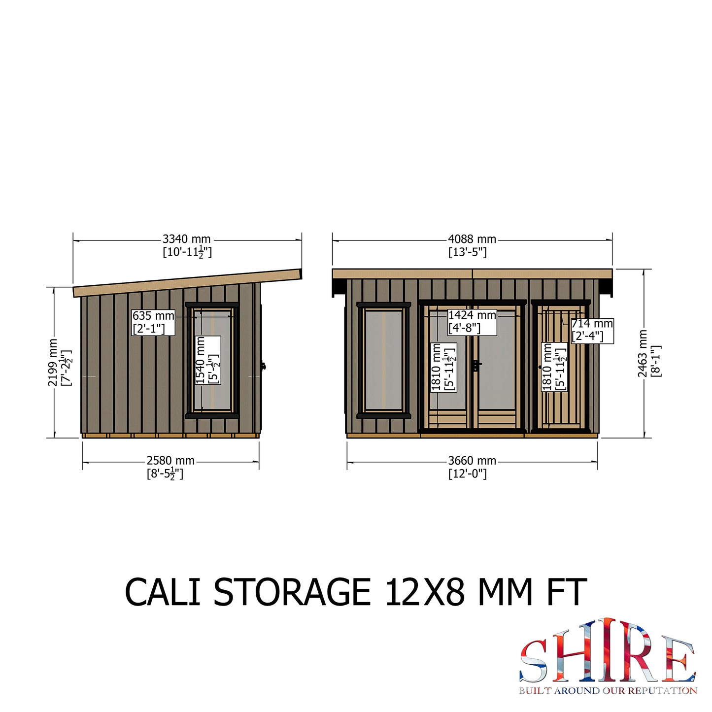 Shire Cali 12x8 Pent & Storage