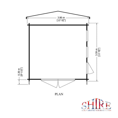 Shire Bradenham 13x12 Log Cabin (28mm - 70mm Logs)