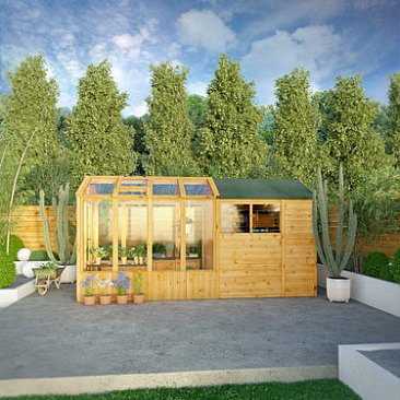 Mercia 14 x 6 Woodsman Combi Greenhouse Shed - Styrene