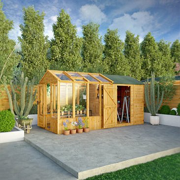Mercia 14 x 6 Woodsman Combi Greenhouse Shed - Styrene