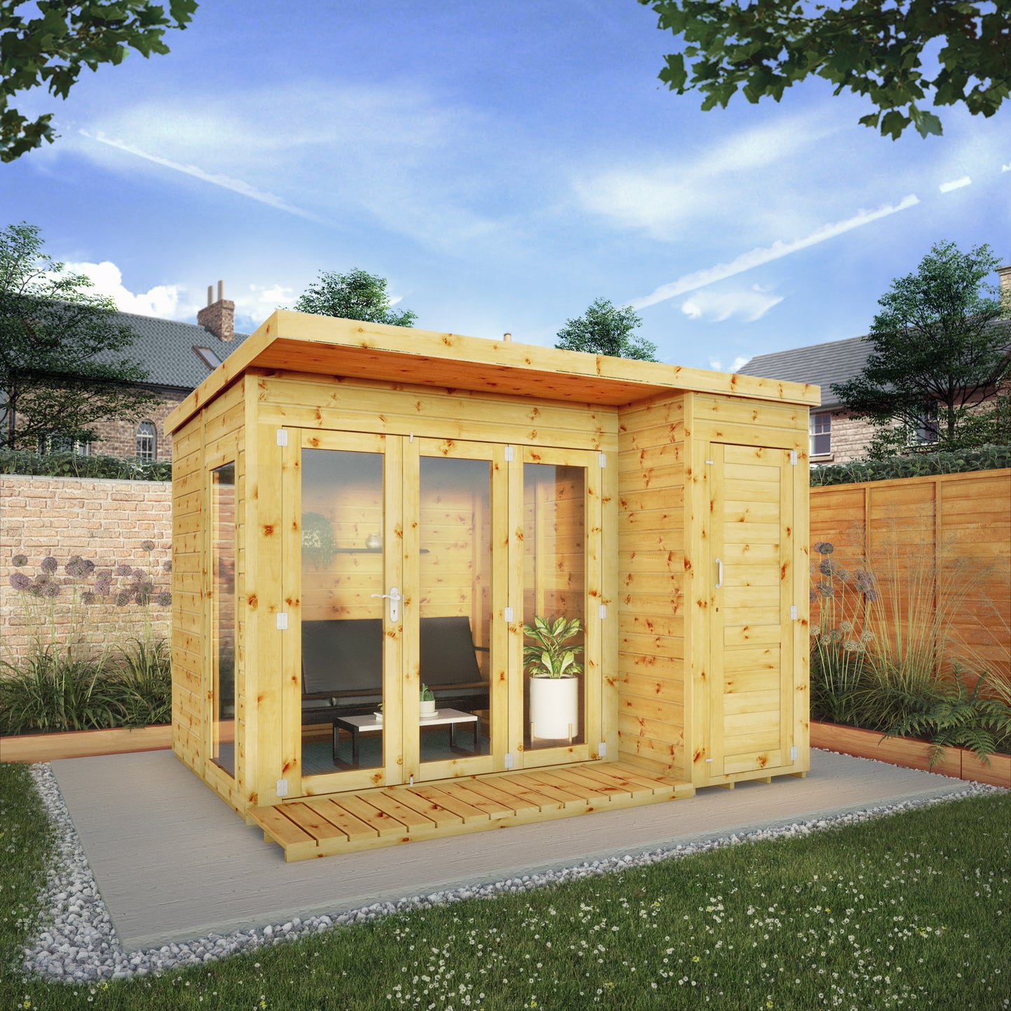 Mercia 10 x 8 Premium Garden Room Summerhouse With Side Shed