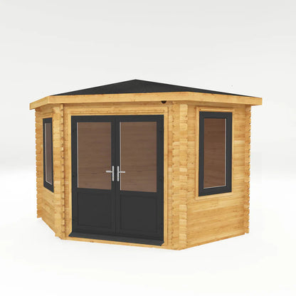 Mercia 3m x 3m Corner Cabin - 44mm (UPVC Windows & Door) - Grey