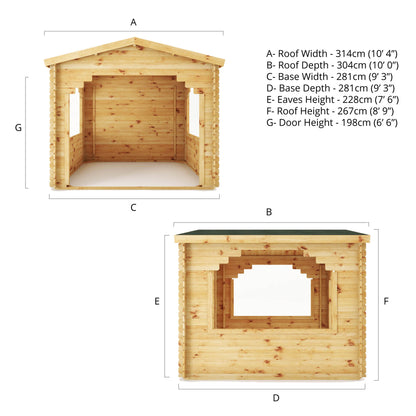 Mercia 3m x 3m Log Cabin Gazebo - 28mm