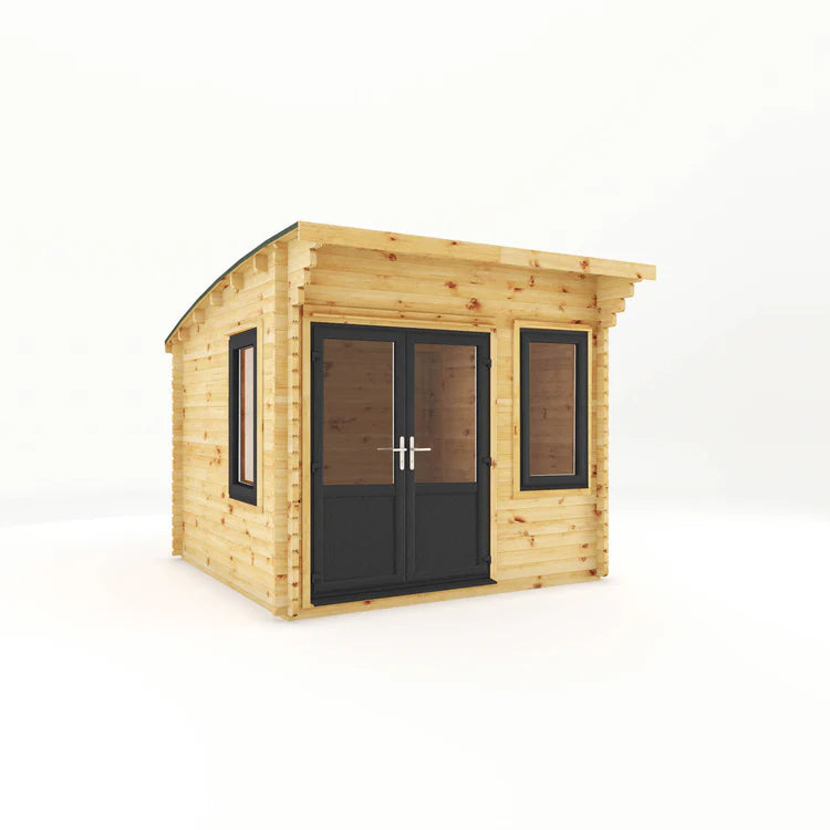 Mercia 3m x 3m Curved Roof Log Cabin - 44mm (UPVC Windows & Door) - Grey