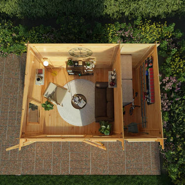 Mercia 4.1m x 3m Pent Log Cabin With Side Shed - 19mm