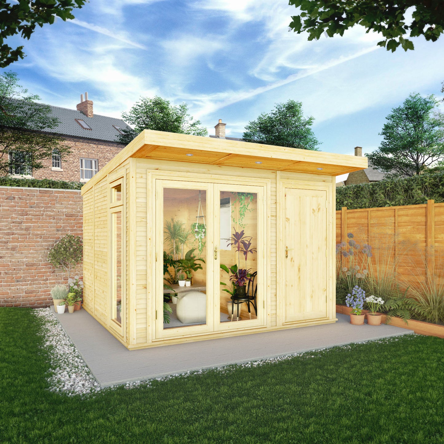 Mercia 3m x 3m(D) Insulated Garden Room with Side Shed