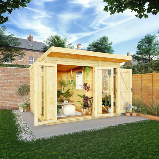 Mercia 3m x 3m(D) Insulated Garden Room with Side Shed