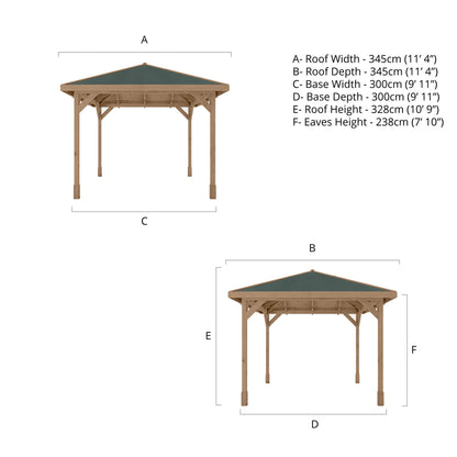 Mercia Carlton 3m x 3m Pressure Treated Gazebo